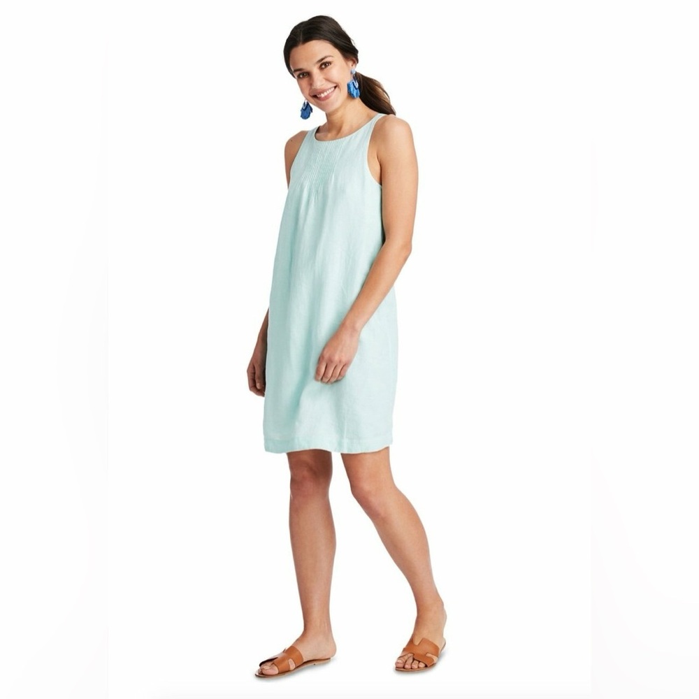 Vineyard Vines Linen Pintuck Cisco Swing Dress Crystal Blue Size 8